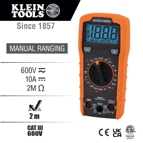 Vista 6 de Klein Tools Kit de probador de salida 80025 con probador GFCI y probador de voltaje sin contacto, multímetro MM325 de 2 piezas, medidor de voltaje