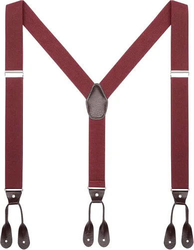 Vista 8 de AWAYTR Tirantes de botón marrón para hombre, tirantes elásticos ajustables en forma de Y