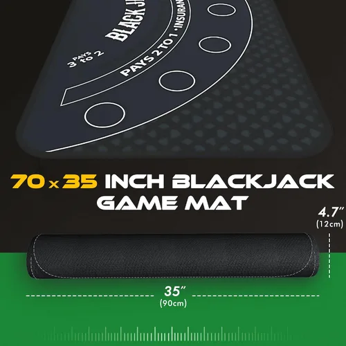 Vista 4 de Blackjack Mat 70" x 35" Blackjack Mat 21 Black Jack Mat Negro