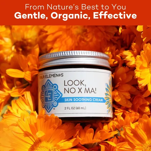 Vista 6 de Look NO X MA Crema calmante para la piel, 2 onzas, 100% orgánica, infusión de caléndula y manzanilla, crema hidratante para cuerpo y cara, hecha a