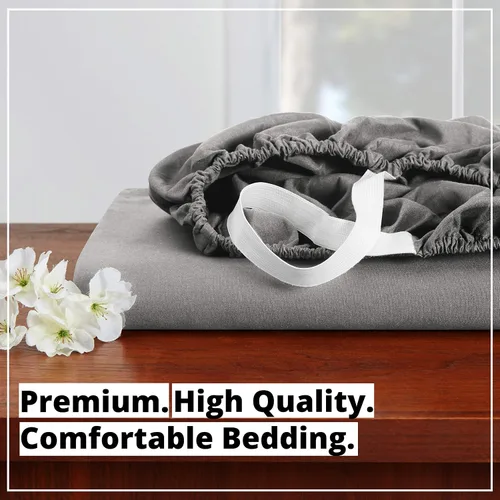 Vista 7 de Empyrean Bedding Sábanas de cama individual – Sábana bajera ajustable de 14 a 16 pulgadas individual – Sábana bajera súper suave individual – Sábana