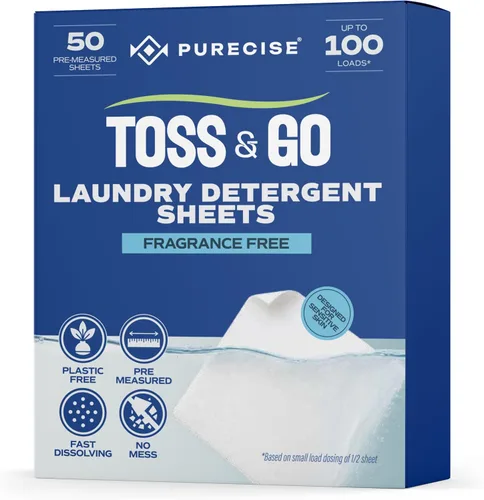 Vista 9 de Purecise Hojas de detergente para ropa de viaje, sin fragancia, 30 cargas