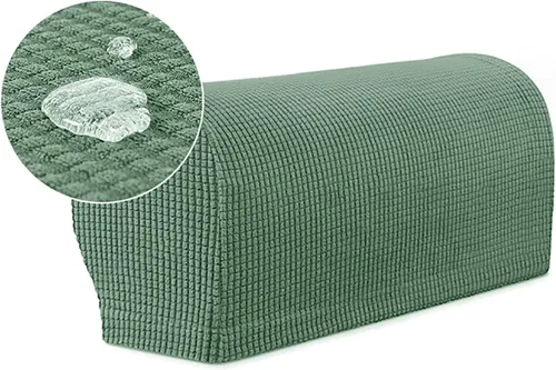 Vista 13 de 1 par de fundas elásticas para reposabrazos de sofá, fundas lavables para sillón, extraíbles a prueba de polvo, protector de sofá para brazos, Negro