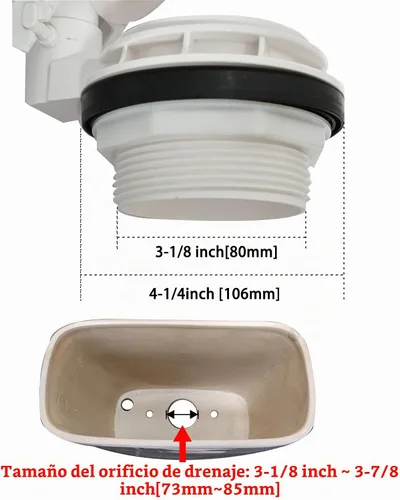Vista 3 de Conjunto de válvula de descarga con aleta y cadena, compatible con el modelo de dos piezas de inodoro American Standard Cadet 3, se adapta al