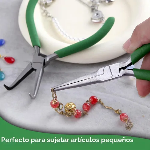 Vista 6 de SPEEDWOX 2PCS Alicates Mini de Punta de Aguja Curvados con Dientes y Alicates de Punta de Aguja para Fabricación de Joyas, Alicates de Punta Larga