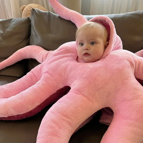 Vista 7 de XKCL Disfraz de pulpo para bebé, pulpo gigante de peluche, lindo pulpo, disfraz de bebé, divertido disfraz familiar para niño y niña, cumpleaños