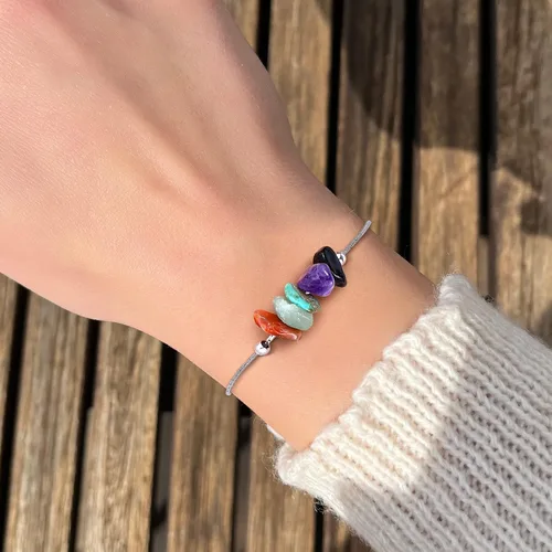 Vista 4 de MJartoria Gargantilla y pulsera de piedra natural con signo del zodiaco para mujer, collar de cristales, pulsera de horóscopo, piedras preciosas