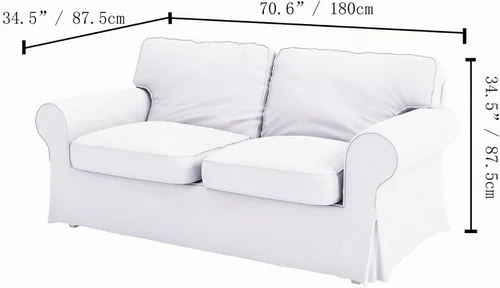 Vista 3 de Ektorp - Funda de sofá biplaza de algodón compatible con IKEA de 2 asientos Sofá biplaza Ektorp azul