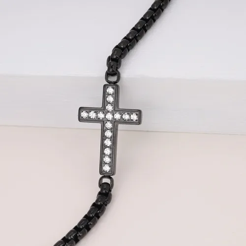 Vista 5 de GAVU Collar de cruz de acero inoxidable para hombre