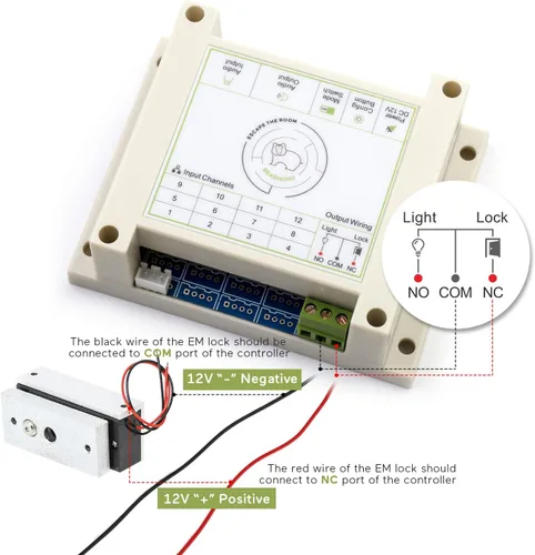 Vista 8 de Accesorios para sala de escape con rompecabezas de audio, linterna brillante para desbloquear y abrir cerraduras electromagnéticas de 12 V