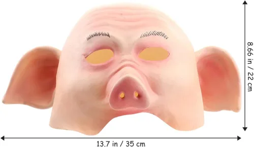 Vista 4 de Amosfun Máscara de cabeza de cerdo de Halloween, máscara facial de látex