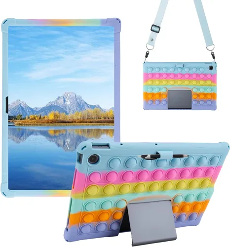 Vista 14 de Funda de silicona para tablet con soporte, correa para el hombro, lápiz capacitivo, funda suave compatible con Lenovo Tab One/K9 de 8.7 pulgadas