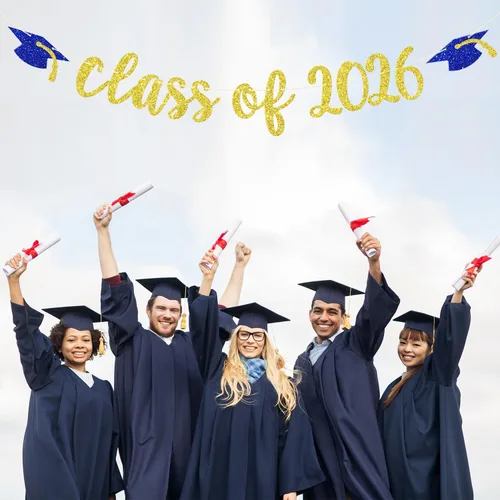 Vista 5 de Banner de la clase de 2026 – Cartel de graduación 2026, felicitaciones graduadas, decoraciones de fiesta de graduación de escuela