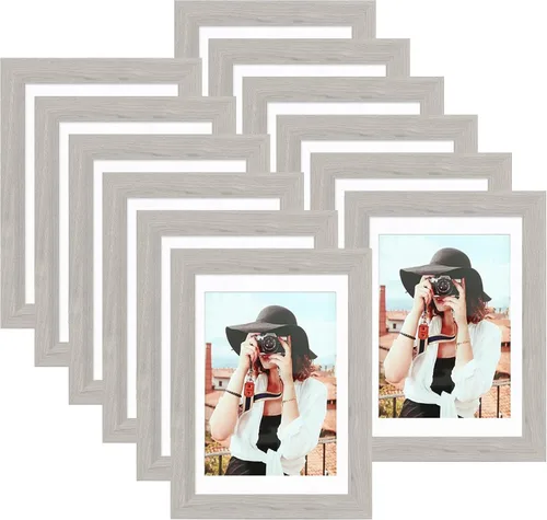 Vista 10 de Picrit - Juego de 12 portarretratos de 4 x 6 pulgadas, para fotos de 3.5 x 5 con paspartú o 4 x 6 pulgadas sin paspartú, marcos para colgar
