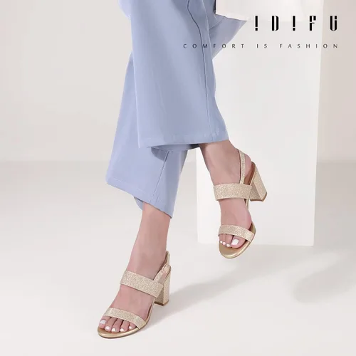 Vista 6 de IDIFU Tacones negros y blancos plateados para mujer, sandalias de tacón de bloque grueso, punta abierta, zapatos de vestir de 3 pulgadas para boda