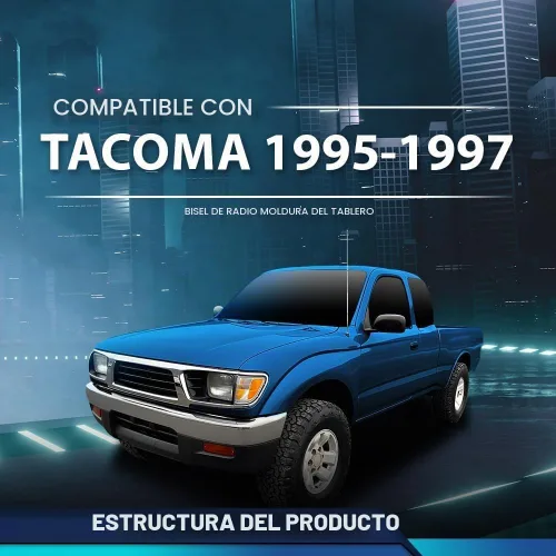 Vista 2 de PIT66 Bisel de radio para salpicadero compatible con Toyota Tacoma 1995 1996 1997, bisel de panel de tablero de instrumentos de plástico ABS negro