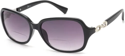 Vista 7 de JM Gafas de Lectura Bifocales Clásicas Rectangulares Elegantes Gafas de Sol Lectoras para Mujeres Todo Negro +1.25