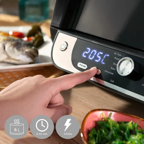 Vista 6 de Freidora de Aire con Grill, Accesorios y Recetario InnovaGoods Fryinn 12-in-1 6000 Negro Acero 3400 W 6 L