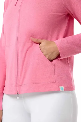 Vista 43 de Sudadera con capucha para la costa, de Coolibar, para mujer, UPF 50+, protege del sol