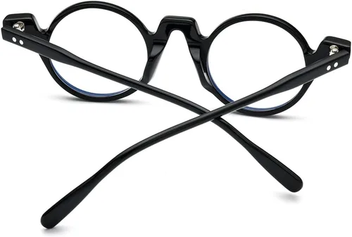 Vista 6 de HEPIDEM Marco de gafas de acetato para hombre, nuevo marco de gafas óptico retro redondo vintage, 9183 Negro