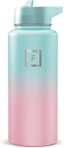Vista 32 de IRON °FLASK Botella de agua de boca ancha de 32 onzas con pajita Aurora
