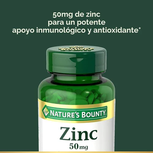 Vista 3 de Nature's Bounty Comprimidos de zinc, 50 mg, suplemento para apoyo inmunitario y antioxidante, promueve la salud de la piel, 250 comprimidos