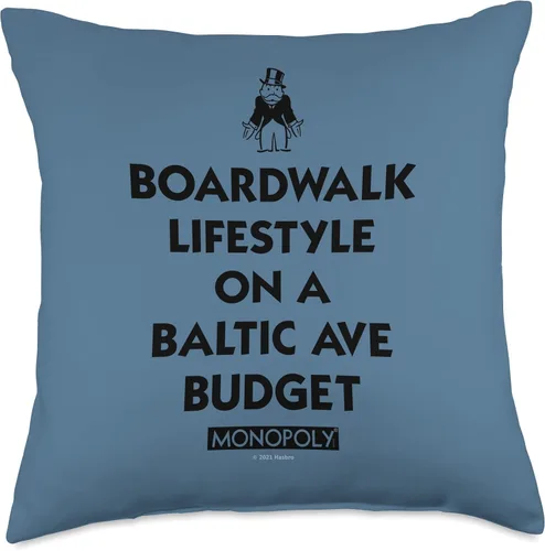 Vista 5 de Monopoly Boardwalk Lifestyle, Baltic Ave - Almohada económica, 16 x 16 pulgadas, multicolor