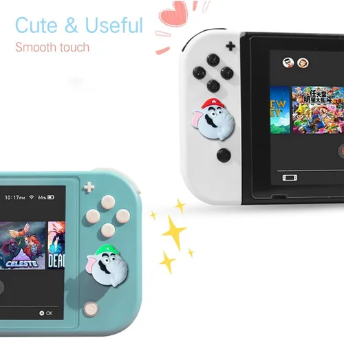 Vista 2 de PERFECTSIGHT Elephant Switch Thumb Grip Caps Compatible with Nintendo Switch OLEDSwitch Lite, 3D Skin Silicone Analog Stick Button Cover for NS