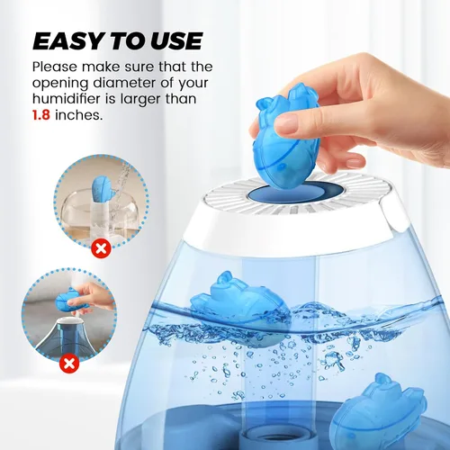 Vista 4 de puxyblue Paquete de 14 humidificadores de tanque limpiador azul pequeño submarino apto para la mayoría de humidificadores y peceras, purifica