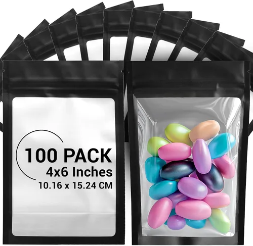 Vista 14 de COLSEN – Paquete de 100 bolsas planas herméticas resellables de mylar (tereftalato de polietileno/PET) metalizado, de 3 x 4 pulgadas