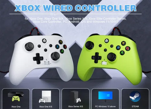Vista 2 de Gamrombo 2 Pack Wired Controller Compatible with Xbox One SX, Xbox Series XS Windows 1011 PC Gaming Controller with Audio Jack & Volume