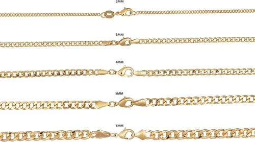 Vista 7 de Barzel Collar de cadena de oro chapado en oro de 18 quilates eslabones cubanos de 0079in 0118in 0157in 0197in para mujeres u hombres fabricado