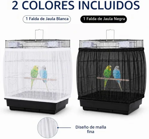 Vista 3 de RAINFLOW Paquete de 2 atrapasadores de semillas de jaula de pájaros, falda