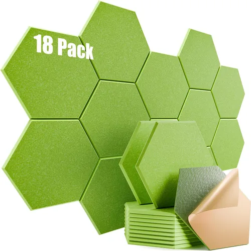 Vista 35 de Paquete de 12 paneles acústicos autoadhesivos de 12 x 10 x 0.4 pulgadas, paneles de espuma a prueba de sonido con alta densidad, elegante diseño