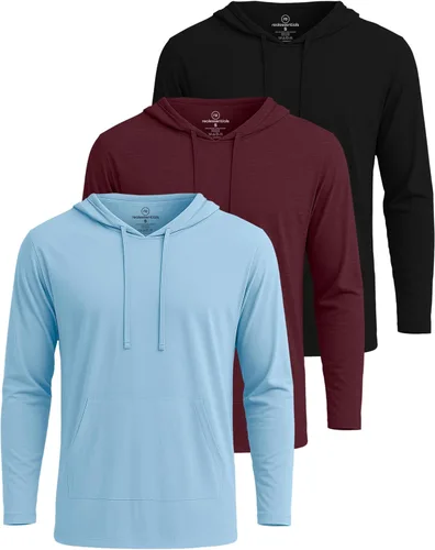 Vista 14 de Real Essentials 3 Pack: Sudaderas con capucha de cordón de algodón para hombre, ligeras y casuales, con bolsillo