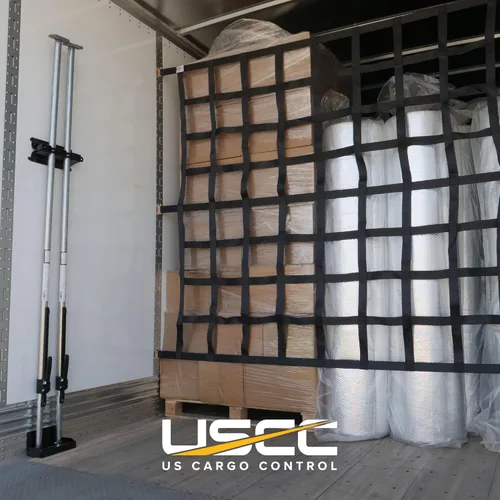 Vista 2 de US Cargo Control E Track - Red de carga para remolque de 82" x 42", red de carga ajustable de alta resistencia con Cambuckles para sistemas E-Track