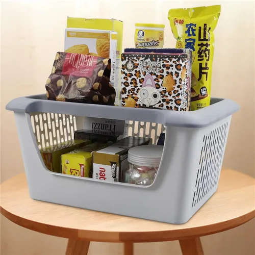 Vista 4 de Cestas de almacenamiento apilables de plástico para cocina, de 5 niveles, color gris