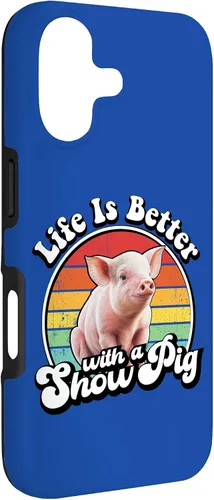 Vista 3 de Mens Womens Retro Vintage Life is Better Cute Show Pig Lover Case for iPhone 17