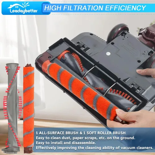 Vista 5 de Leadaybetter Kit de repuesto de rodillo de cepillo compatible con aspiradora Shark DuoClean NV800 NV801 NV803 UV810 HV380 HV381 HV381C HV382 HV383