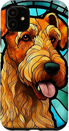 Vista 8 de Airedale Terrier Dog Stained Glass Case for iPhone 17