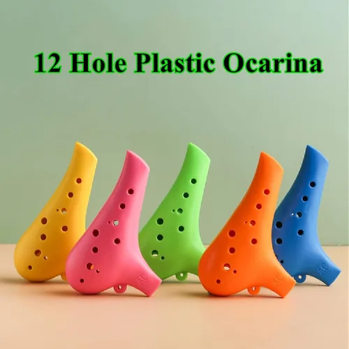 Vista 7 de Aestivate Instrumento Ocarina de plástico Ocarina 12 Agujeros Ocarina Alto C Instrumento Ocarina de 12 Agujeros Instrumento Fácil (naranja)