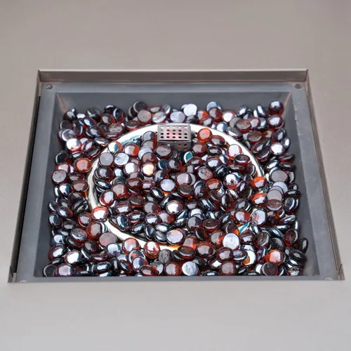 Vista 8 de onlyfire Cuentas de vidrio planas para hoguera de propano, rocas de vidrio reflectantes de 1/2 pulgada, canicas planas de 10 libras para chimenea