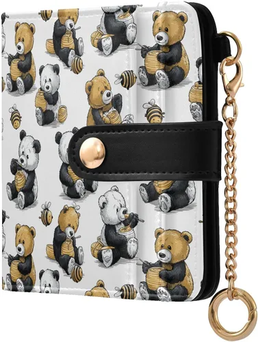 Vista 9 de Red Heart Black - Cartera para mujer, con bloqueo RFID, pequeña, delgada, tarjetero, plegable, compacta, de piel sintética, con bolsillo