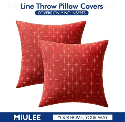 Vista 172 de MIULEE - Juego de 2 fundas de almohada decorativas de lino de arpillera navideñas, modernas, estilo campestre, rústicas, tejidas, con textura