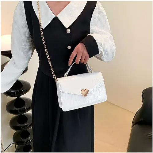 Vista 6 de Bolsos cruzados para mujer de cuero acolchado bolso de hombro con asa superior, bolso de mano lindo bolso de hombro