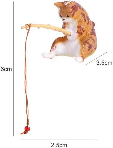 Vista 6 de Leadigol Figura de pesca de gato, mini linda estatua de gato, decoración de pecera, adornos para acuario, figuras en miniatura, estatuas
