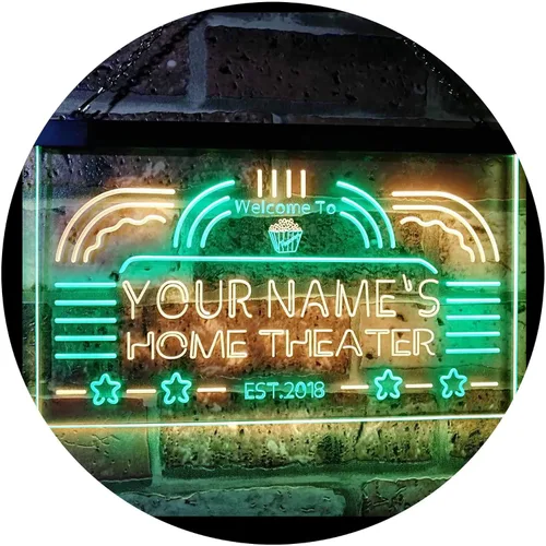 Vista 27 de ADVPRO Letrero de neón LED de un solo color personalizado para cine en casa, decoración de año establecido, 12 x 8.5 pulgadas, st4s32-ph1-tm-b Azul