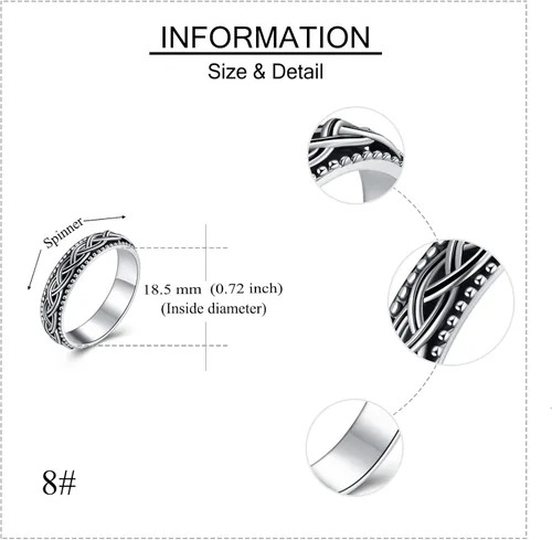 Vista 39 de YAFEINI Anillo giratorio de plata de ley para mujer, nudo celta, girasol, margarita, corazón, árbol de la vida, joyería de regalo para mujeres
