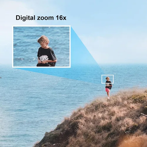 Vista 2 de Asixxsix Cámara digital 4K 48MP, 2. pantalla 16X zoom óptico anti vibración retro cámara de vlogging con visor flash dial cámaras compactas de punto