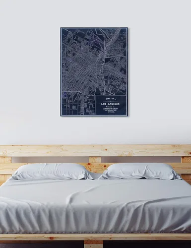Vista 4 de The Oliver Gal Artist Co. Maps - Lienzo decorativo para pared, diseño de Los Ángeles 1899, decoración del hogar, 13 x 16 pulgadas, azul, blanco